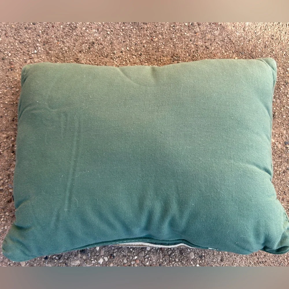Vintage pillow tapestry ‘Twas the night before Christmas’ green cream stockings